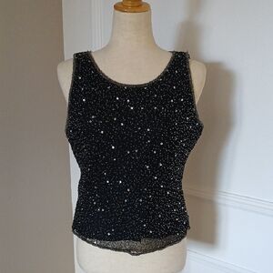Stenay Black Sequin Fitted Tank Top